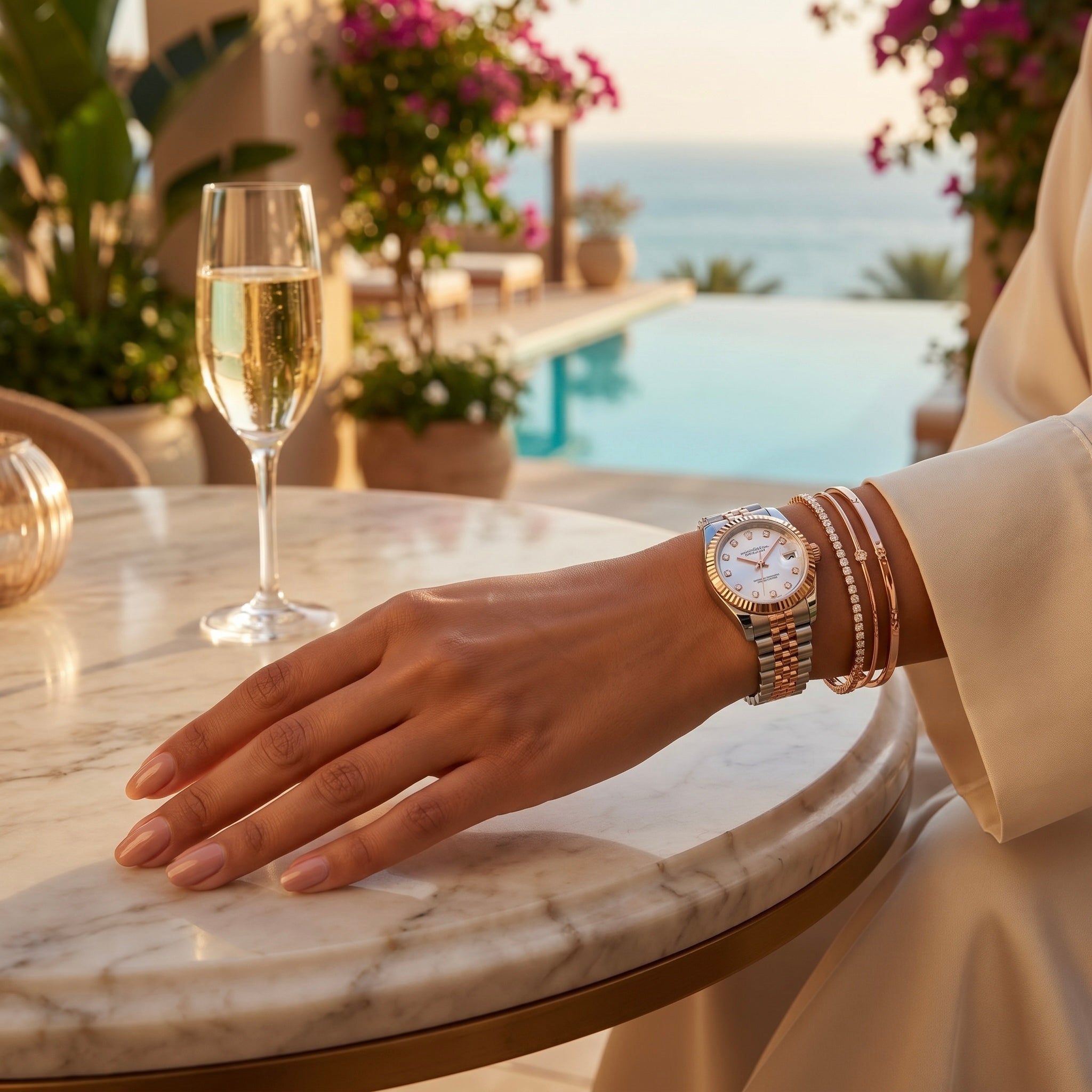 Ladies Datejust Twotone Rose White Diamond