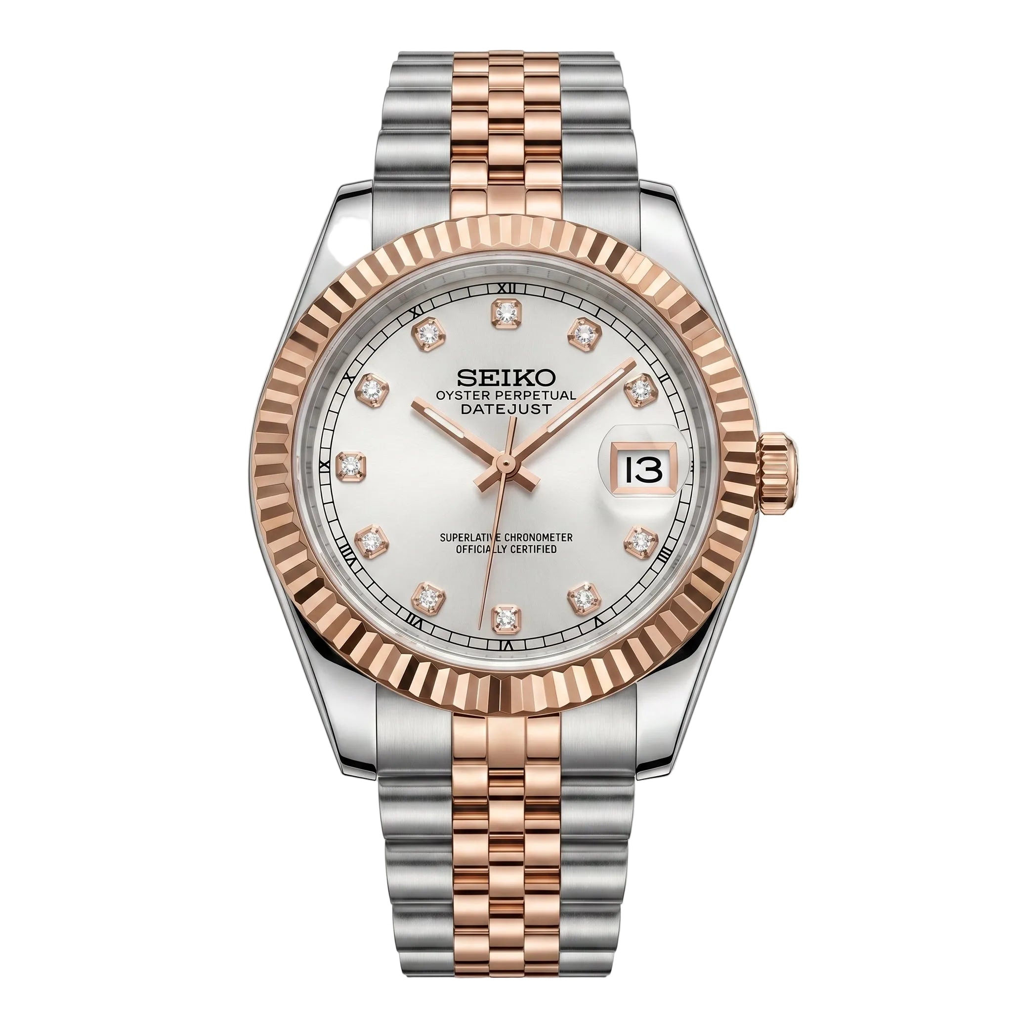 Ladies Datejust Twotone Rose White Diamond