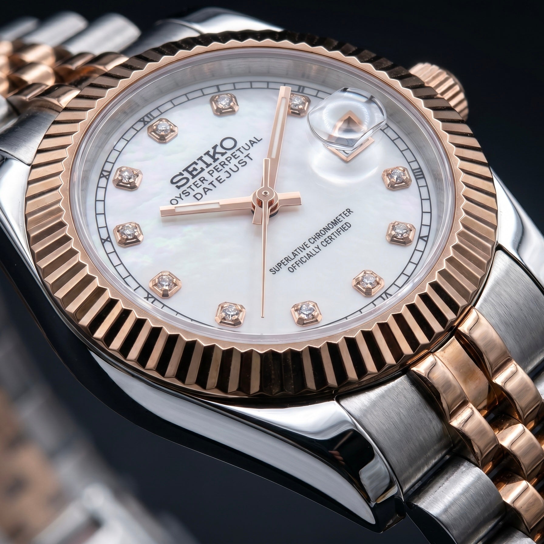 Datejust Twotone Rose White Diamond