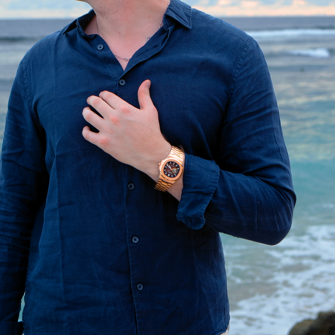 Nautilus Rose Gold & Chololate Brown Open Heart