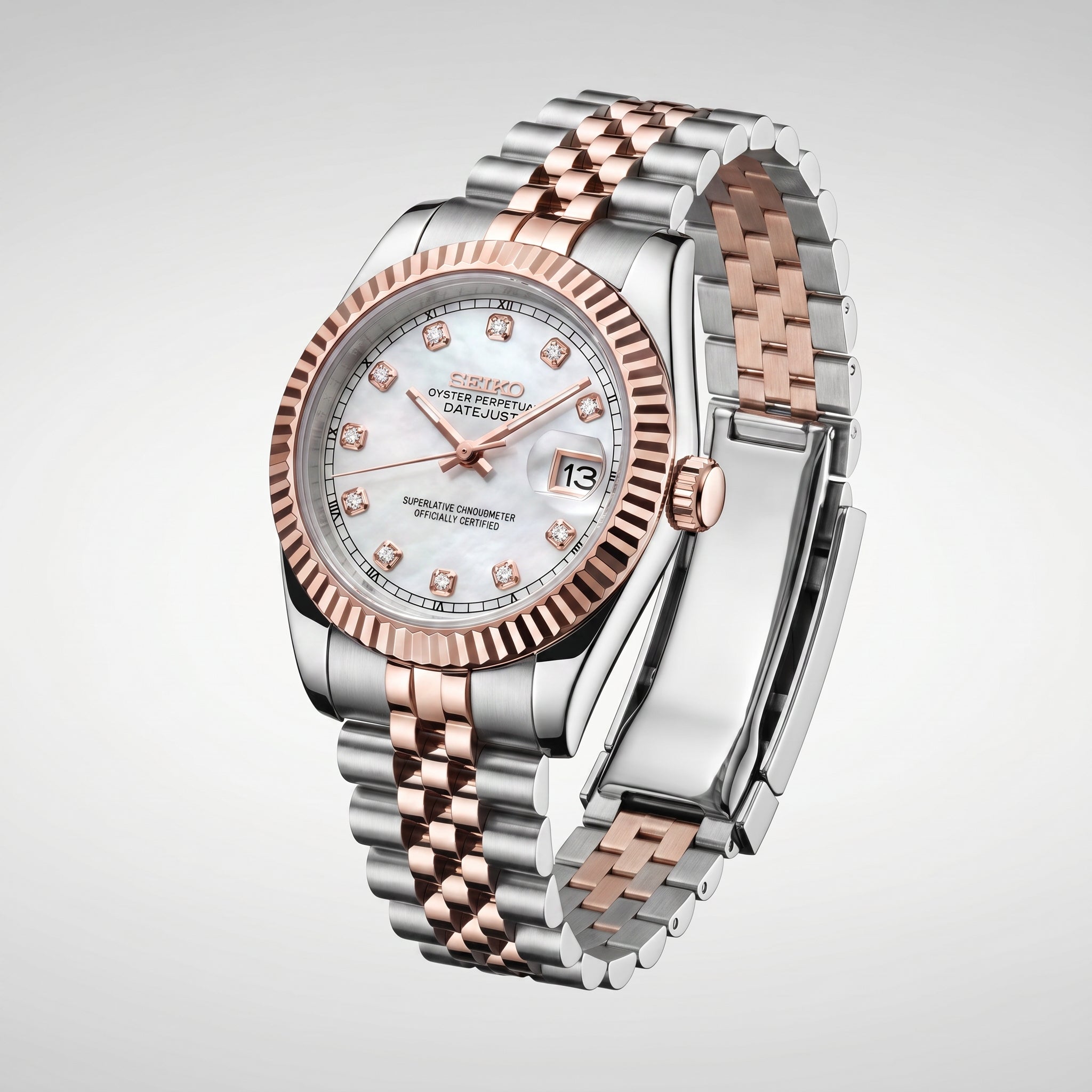 Datejust Twotone Rose White Diamond