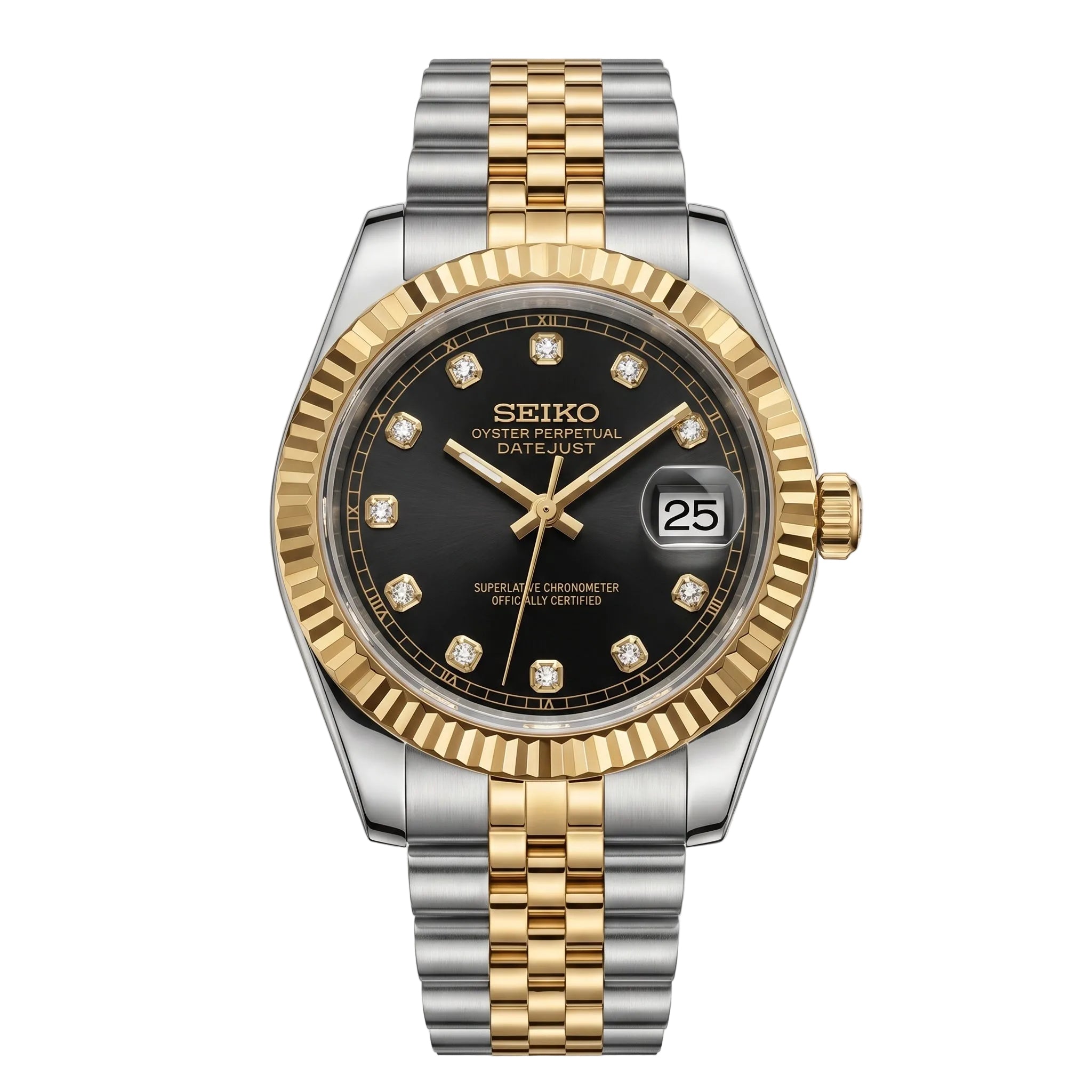 Ladies Datejust Twotone Black Diamond