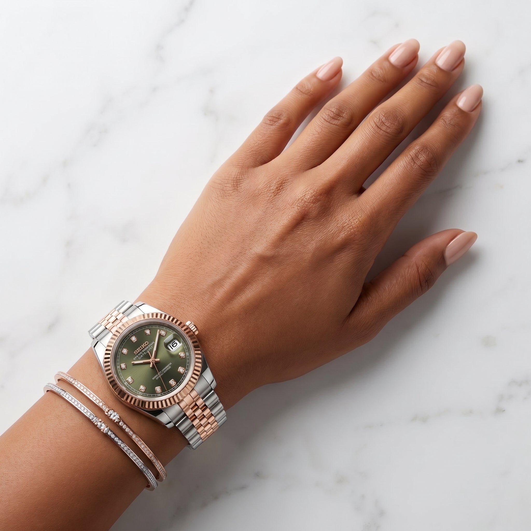 Ladies Datejust Twotone Olive Diamond 36mm