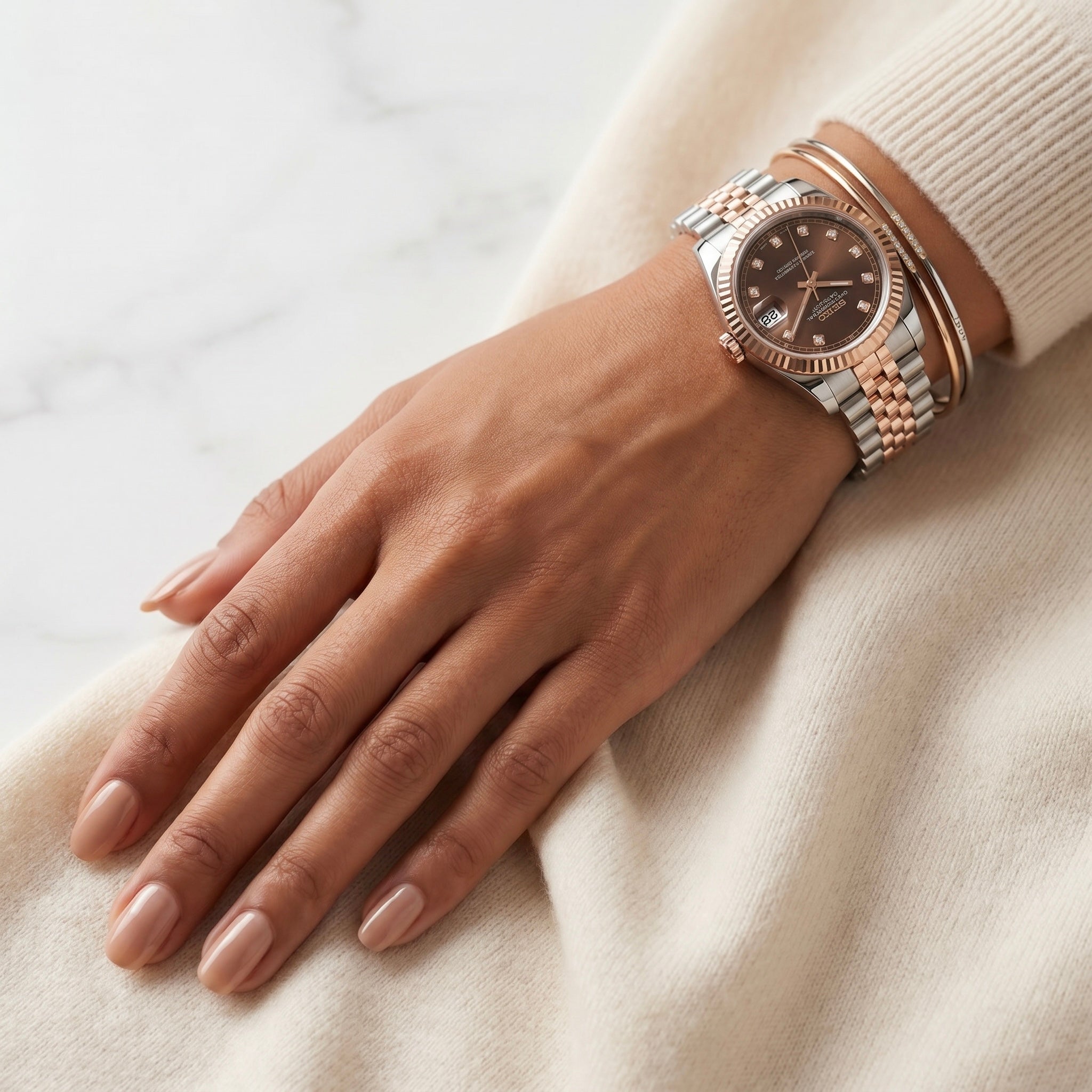 Ladies Datejust TwoTone Rose Diamond