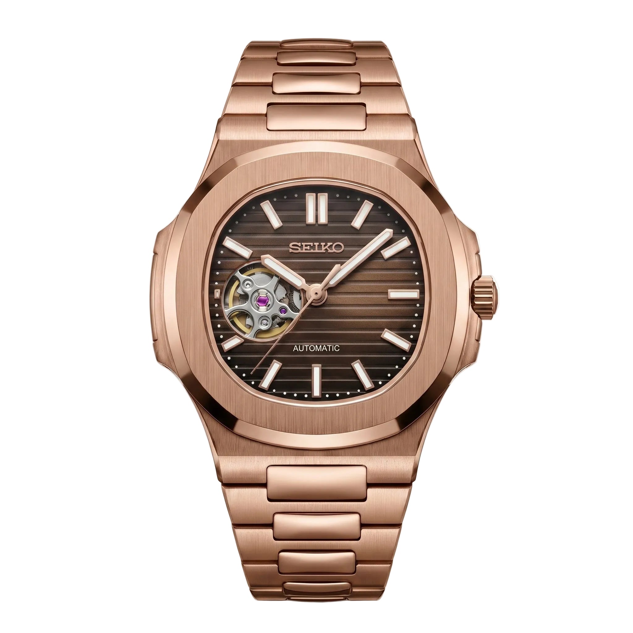 Nautilus Rose Gold & Chololate Brown Open Heart