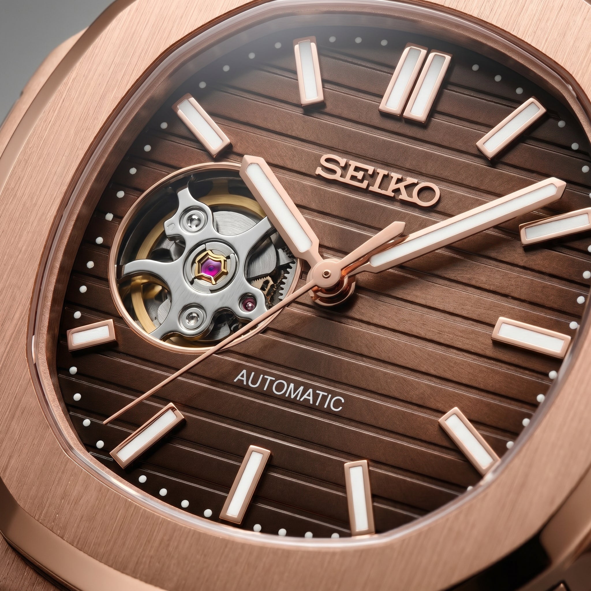 Nautilus Rose Gold & Chololate Brown Open Heart
